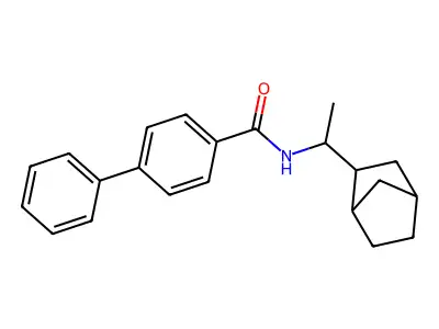 N-[1-(3-bicyclo[2.2.1]heptanyl)ethyl]-4-phenylbenzamide structure
