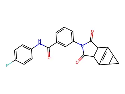 3-(1,3-dioxooctahydro-4,6-ethenocyclopropa[f]isoindol-2(1H)-yl)-N-(4-fluorophenyl)benzamide structure