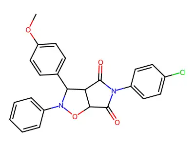 5-(4-chlorophenyl)-3-(4-methoxyphenyl)-2-phenyl-hexahydro-2H-pyrrolo[3,4-d][1,2]oxazole-4,6-dione structure