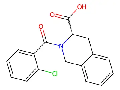 (3S)-2-(2-chlorobenzoyl)-1,2,3,4-tetrahydroisoquinoline-3-carboxylic acid structure