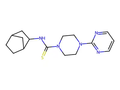 N-(2-bicyclo[2.2.1]heptanyl)-4-pyrimidin-2-ylpiperazine-1-carbothioamide structure