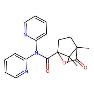 N,N-di(2-pyridyl)(4,7,7-trimethyl-3-oxo-2-oxabicyclo[2.2.1]heptyl)carboxamide structure