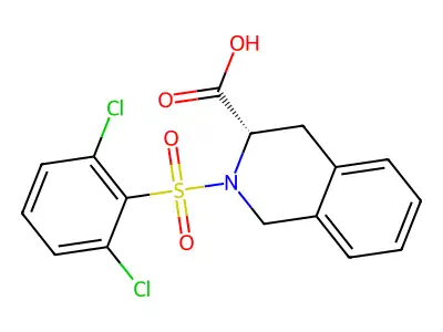 (3S)-2-(2,6-Dichlorobenzenesulfonyl)-1,2,3,4-tetrahydroisoquinoline-3-carboxylic acid structure