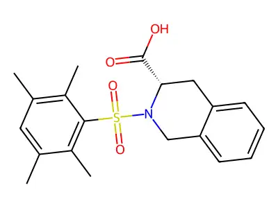(3S)-2-(2,3,5,6-Tetramethylbenzenesulfonyl)-1,2,3,4-tetrahydroisoquinoline-3-carboxylic acid structure