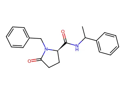 1-benzyl-5-oxo-N-(1-phenylethyl)pyrrolidine-2-carboxamide structure