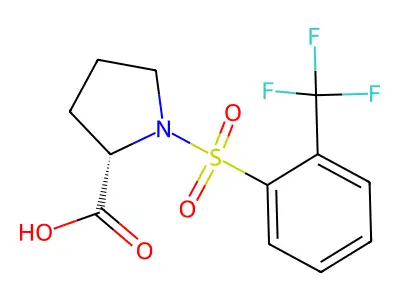 (2S)-1-[2-(Trifluoromethyl)benzenesulfonyl]pyrrolidine-2-carboxylic acid structure