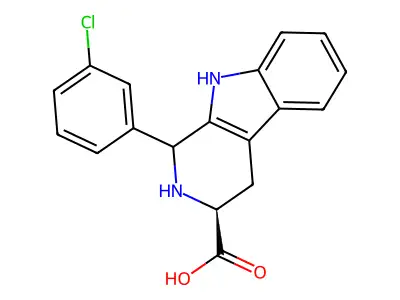 1-(3-chlorophenyl)-2,3,4,9-tetrahydro-1H-pyrido[3,4-b]indole-3-carboxylic acid structure