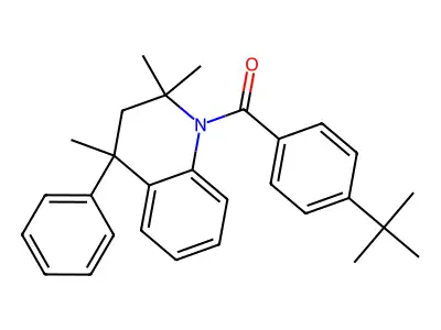 (4-tert-butylphenyl)(2,2,4-trimethyl-4-phenyl-3,4-dihydroquinolin-1(2H)-yl)methanone structure