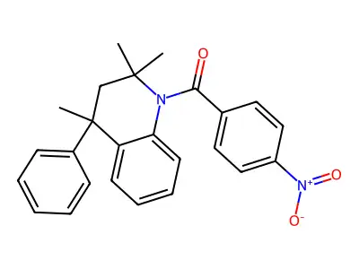 (4-nitrophenyl)(2,2,4-trimethyl-4-phenyl-3,4-dihydroquinolin-1(2H)-yl)methanone structure