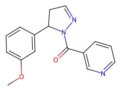 1H-Pyrazole, 4,5-dihydro-5-(3-methoxyphenyl)-1-(3-pyridinylcarbonyl)- structure