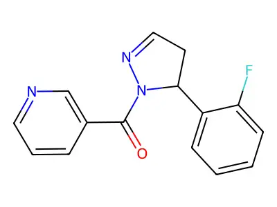 1H-Pyrazole, 4,5-dihydro-5-(2-fluorophenyl)-1-(3-pyridinylcarbonyl)- structure