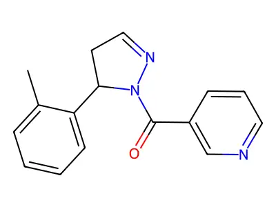1H-Pyrazole, 4,5-dihydro-5-(2-methylphenyl)-1-(3-pyridinylcarbonyl)- structure