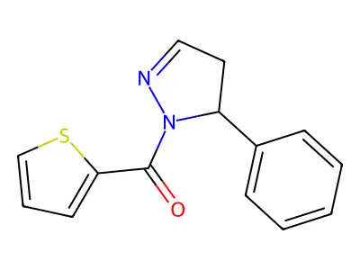1H-Pyrazole, 4,5-dihydro-5-phenyl-1-(2-thienylcarbonyl)- structure
