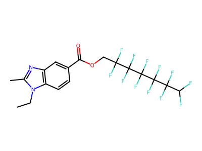 2,2,3,3,4,4,5,5,6,6,7,7-dodecafluoroheptyl 1-ethyl-2-methyl-1H-benzimidazole-5-carboxylate structure