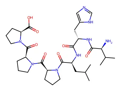 L-Proline, 1-(1-(1-(N-(N-L-valyl-L-histidyl)-L-leucyl)-L-prolyl)-L-prolyl)- structure