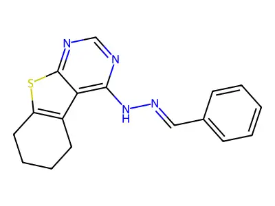 Benzaldehyde N-(5,6,7,8-tetrahydro[1]benzothieno[2,3-d]pyrimidin-4-yl)hydrazone structure