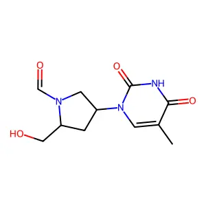 N-Formyl-cis-4-(thymin-1-yl)-D-prolinol structure