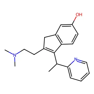 2-(2-dimethylaminoethyl)-1-(1-pyridin-2-ylethyl)-3H-inden-5-ol structure