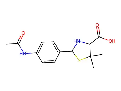 2-(4-acetamidophenyl)-5,5-dimethyl-1,3-thiazolidine-4-carboxylic Acid structure
