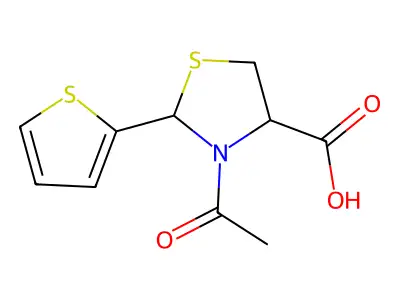 3-Acetyl-2-thiophen-2-yl-thiazolidine-4-carboxylic acid structure