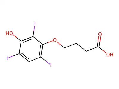 Butyric acid, 4-(3-hydroxy-2,4,6-triiodophenoxy)- structure