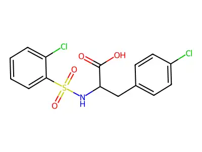 3-(4-Chlorophenyl)-2-{[(2-chlorophenyl)sulfonyl]amino}propanoic acid structure
