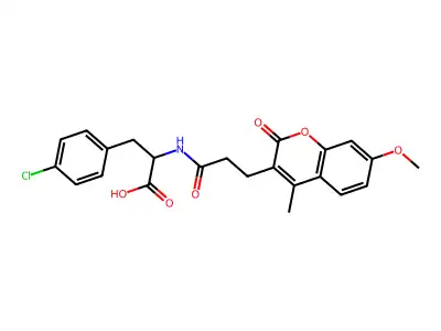4-chloro-N-[3-(7-methoxy-4-methyl-2-oxo-2H-chromen-3-yl)propanoyl]phenylalanine structure