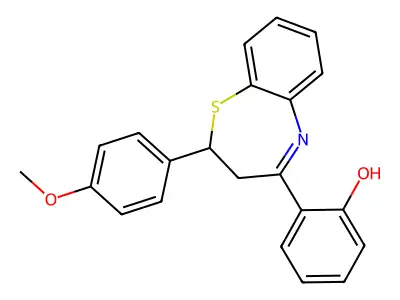 Phenol, 2-[2,3-dihydro-2-(4-methoxyphenyl)-1,5-benzothiazepin-4-yl]- structure