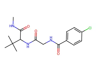 2-{2-[(4-chlorophenyl)formamido]acetamido}-N,3,3-trimethylbutanamide structure