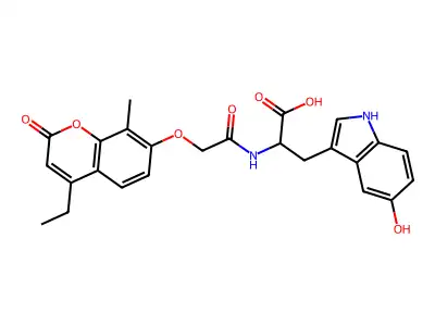 N-{[(4-ethyl-8-methyl-2-oxo-2H-chromen-7-yl)oxy]acetyl}-5-hydroxytryptophan structure