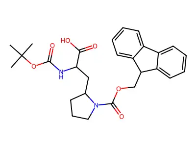 2-(2-TERT-BUTOXYCARBONYLAMINO-2-CARBOXY-ETHYL)-PYRROLIDINE-1-CARBOXYLIC ACID 9H-FLUOREN-9-YLMETHYL ESTER structure