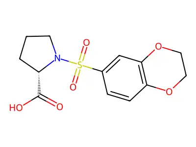 (2S)-1-(2,3-Dihydro-1,4-benzodioxine-6-sulfonyl)pyrrolidine-2-carboxylic acid structure