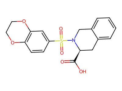 (3S)-2-(2,3-Dihydro-1,4-benzodioxine-6-sulfonyl)-1,2,3,4-tetrahydroisoquinoline-3-carboxylic acid structure