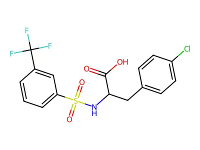 3-(4-chlorophenyl)-2-[[3-(trifluoromethyl)phenyl]sulfonylamino]propanoic Acid structure