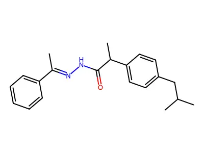 alpha-Methyl-4-(2-methylpropyl)benzeneacetic acid (2E)-2-(1-phenylethylidene)hydrazide structure