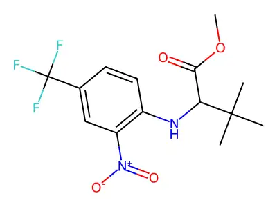 Methyl 3,3-dimethyl-2-[2-nitro-4-(trifluoromethyl)anilino]butanoate structure