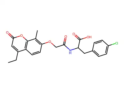 4-chloro-N-{[(4-ethyl-8-methyl-2-oxo-2H-chromen-7-yl)oxy]acetyl}phenylalanine structure