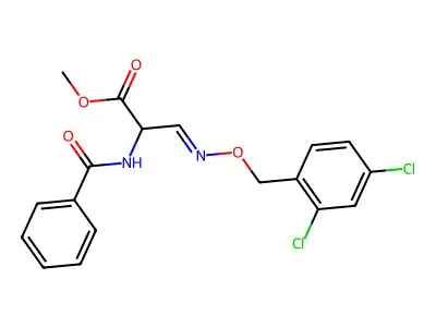 Methyl 2-(benzoylamino)-3-{[(2,4-dichlorobenzyl)oxy]imino}propanoate structure