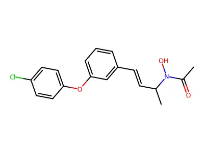 N-(3-(3-(4-chlorophenoxy)phenyl)-1-methylprop-2-enyl)acetohydroxamic acid structure