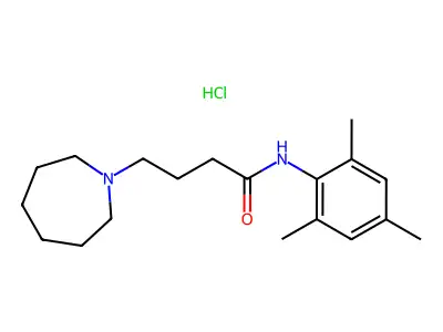1H-Azepine-1-butanamide, hexahydro-N-(2,4,6-trimethylphenyl)-, monohydrochloride structure