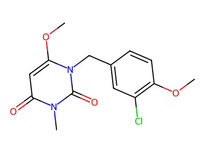 2,4(1H,3H)-Pyrimidinedione, 1-((3-chloro-4-methoxyphenyl)methyl)-6-methoxy-3-methyl- structure
