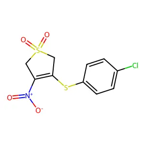 3-(4-Chlorophenyl)sulfanyl-4-nitro-2,5-dihydrothiophene 1,1-dioxide structure