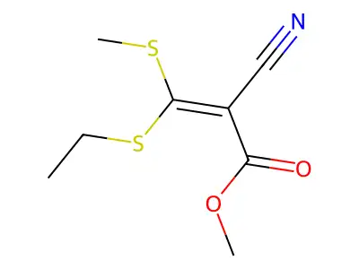 Methyl 2-cyano-3-ethylsulfanyl-3-methylsulfanylprop-2-enoate structure