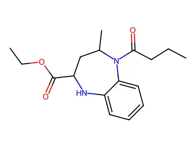 Ethyl 5-butanoyl-4-methyl-2,3,4,5-tetrahydro-1H-1,5-benzodiazepine-2-carboxylate structure