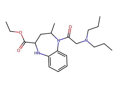 1H-1,5-Benzodiazepine-2-carboxylic acid, 2,3,4,5-tetrahydro-5-((dipropylamino)acetyl)-4-methyl-, ethyl ester structure