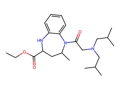1H-1,5-Benzodiazepine-2-carboxylic acid, 2,3,4,5-tetrahydro-5-((bis(2-methylpropyl)amino)acetyl)-4-methyl-, ethyl ester structure