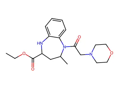 1H-1,5-Benzodiazepine-2-carboxylic acid, 2,3,4,5-tetrahydro-4-methyl-5-(4-morpholinylacetyl)-,ethyl ester structure