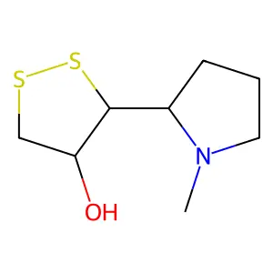 (3R,4R)-3-[(2R)-1-methylpyrrolidin-2-yl]dithiolan-4-ol structure