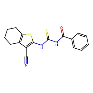N-[(3-cyano-4,5,6,7-tetrahydro-1-benzothiophen-2-yl)carbamothioyl]benzamide structure