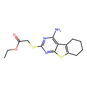2-(2-Oxo-2-ethoxyethylthio)-4-amino-5,6-butanothieno[2,3-d]pyrimidine structure